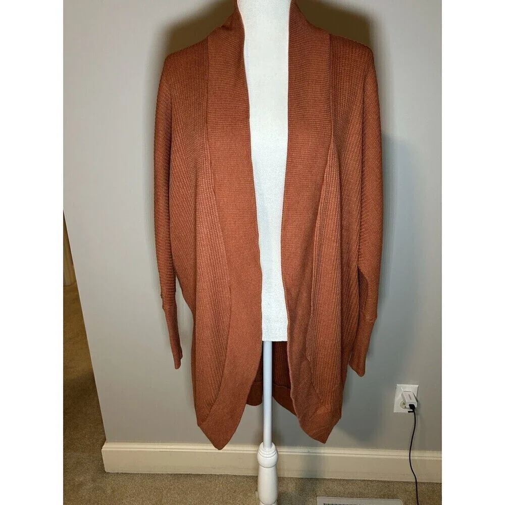 SONOMA Goods for Life Burnt Orange Long Sleeve Waffle Knit Cardigan Size XL